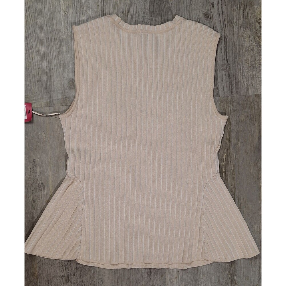 Vince Camuto Women's Small Beige Sleeveless Top Wide Ribbed, Summer Casual - Picture 5 of 10